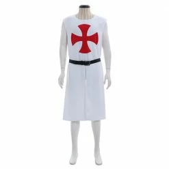 Auscosplay Medieval St George Knight Crusader Tunic Costume Movie Costume