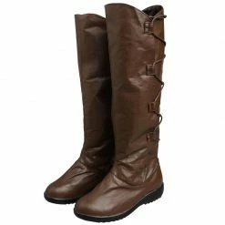 Auscosplay Star Wars 8 The Last Jedi Rey Brown Shoes Cosplay Boots