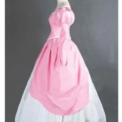 Auscosplay Prince & Princess Costume Princess Ariel Pink Dress Cosplay Costume For Adults