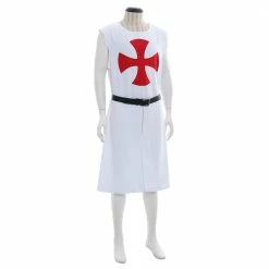 Auscosplay Medieval St George Knight Crusader Tunic Costume Movie Costume