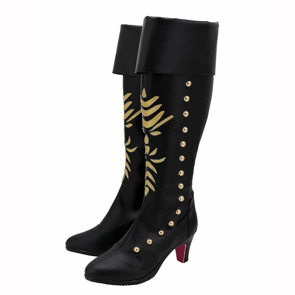 Auscosplay Princess Anna Cosplay Shoes Boots Black Fancy Party Shoes 3 Auscosplay Princess Anna Cosplay Shoes Boots Black Fancy Party Shoes