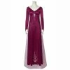 Auscosplay Prince & Princess Costume Elsa Queen Costume Outfit Fancy Party Dress