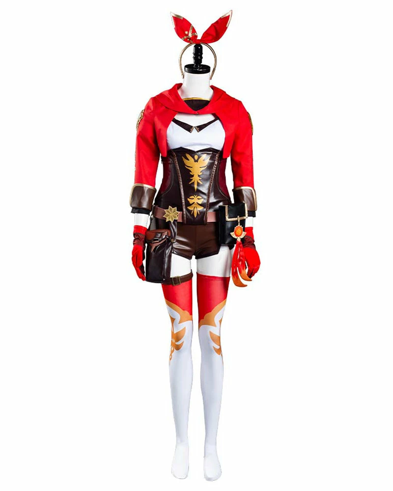 Auscosplay Genshin Impact Amber Cosplay Costume 3 Auscosplay Genshin Impact Amber Cosplay Costume