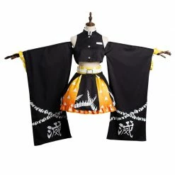 Auscosplay Demon Slayer Agatsuma Zenitsu Cosplay Costume Female Dress Anime Costume