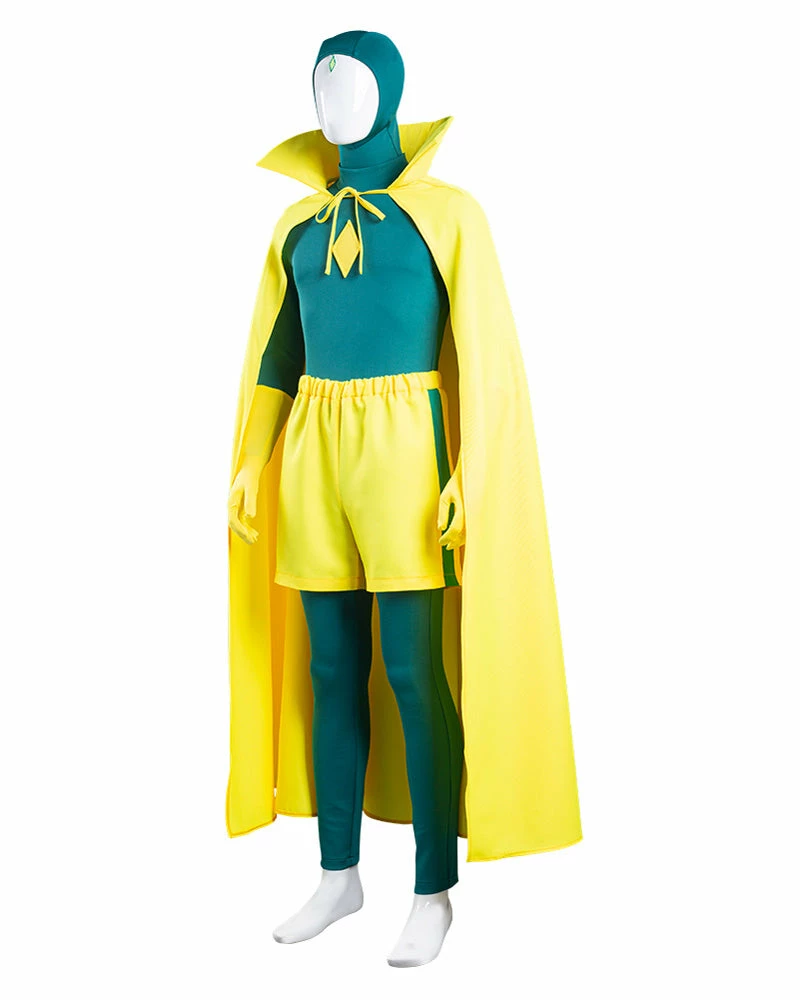 Auscosplay Wanda Vision Vision Cosplay Costume Jumpsuit Cloak 6 Auscosplay Wanda Vision Vision Cosplay Costume Jumpsuit Cloak
