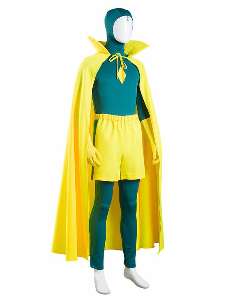 Auscosplay Wanda Vision Vision Cosplay Costume Jumpsuit Cloak 5 Auscosplay Wanda Vision Vision Cosplay Costume Jumpsuit Cloak