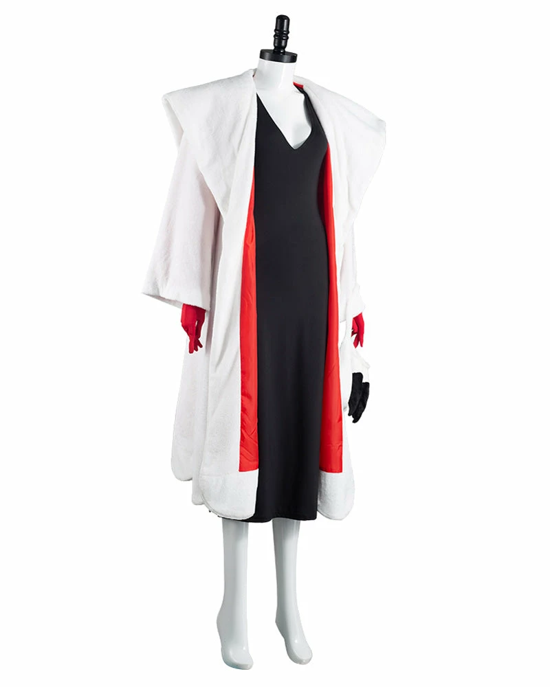 Auscosplay Movie Costume Cruella De Vil Dress Cosplay Costume Outfits 7 Auscosplay Movie Costume Cruella De Vil Dress Cosplay Costume Outfits