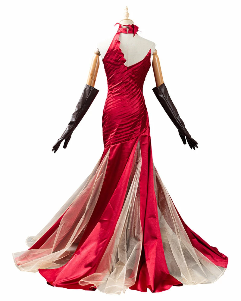 Auscosplay Cruella Red Dress Cruella De Vil Cosplay Costume 4 Auscosplay Cruella Red Dress Cruella De Vil Cosplay Costume