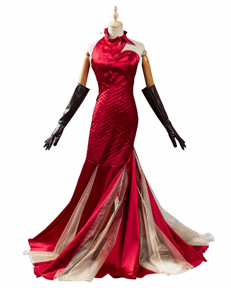 Auscosplay Cruella Red Dress Cruella De Vil Cosplay Costume 3 Auscosplay Cruella Red Dress Cruella De Vil Cosplay Costume