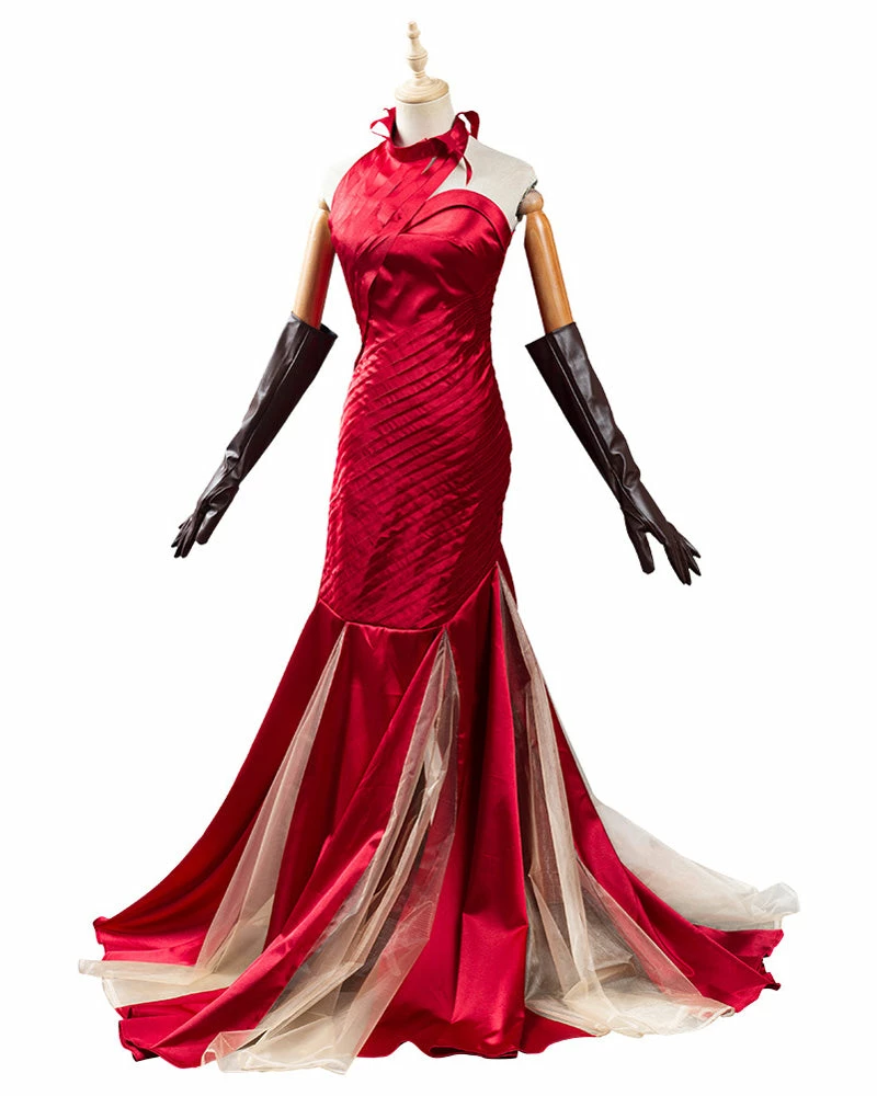 Auscosplay Cruella Red Dress Cruella De Vil Cosplay Costume 5 Auscosplay Cruella Red Dress Cruella De Vil Cosplay Costume