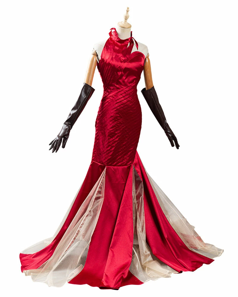 Auscosplay Cruella Red Dress Cruella De Vil Cosplay Costume 6 Auscosplay Cruella Red Dress Cruella De Vil Cosplay Costume
