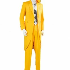Auscosplay The Mask Jim Carrey Cosplay Costume Yellow Suit