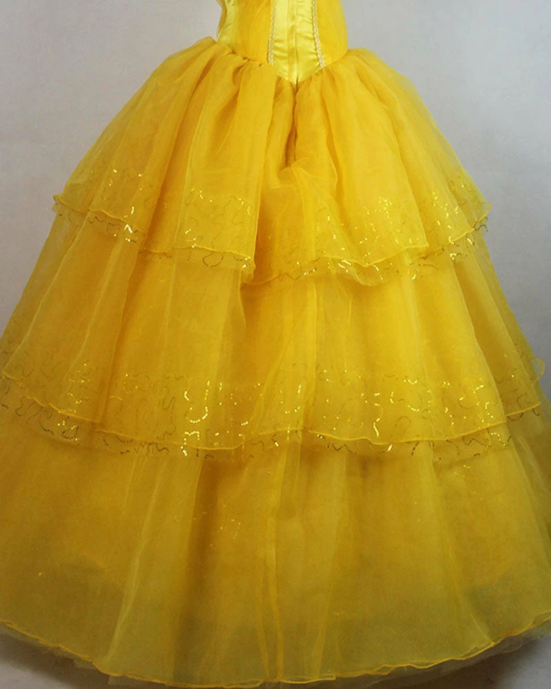 Auscosplay Prince & Princess Costume Princess Belle Dress Yellow Cosplay Costume Movie Version 5 Auscosplay Prince & Princess Costume Princess Belle Dress Yellow Cosplay Costume Movie Version