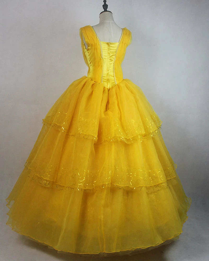 Auscosplay Prince & Princess Costume Princess Belle Dress Yellow Cosplay Costume Movie Version 6 Auscosplay Prince & Princess Costume Princess Belle Dress Yellow Cosplay Costume Movie Version