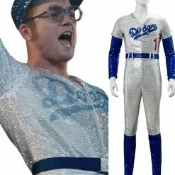 Auscosplay Movie Costume Rocketman Elton John Dodgers Cosplay Costume Baseball Uniform