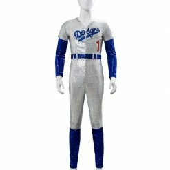 Auscosplay Movie Costume Rocketman Elton John Dodgers Cosplay Costume Baseball Uniform