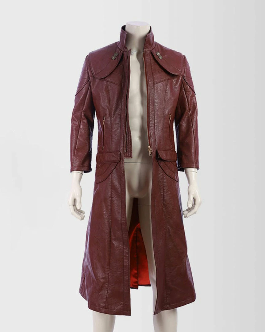 Auscosplay Devil May Cry 5 Dante Red Cosplay Pleather Coat Costume 4 Auscosplay Devil May Cry 5 Dante Red Cosplay Pleather Coat Costume